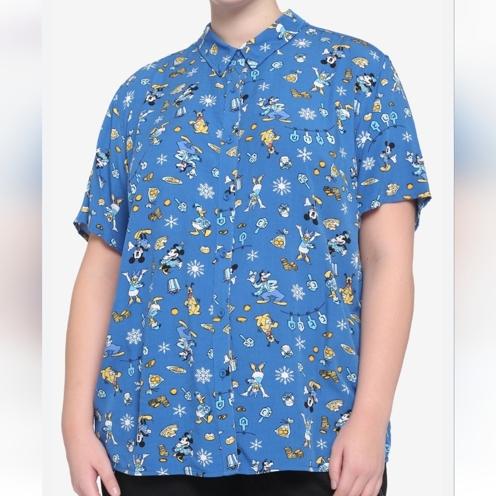 Disney Mickey Mouse Goofy Hanukkah Button Up Top Hot Topic Her Universe